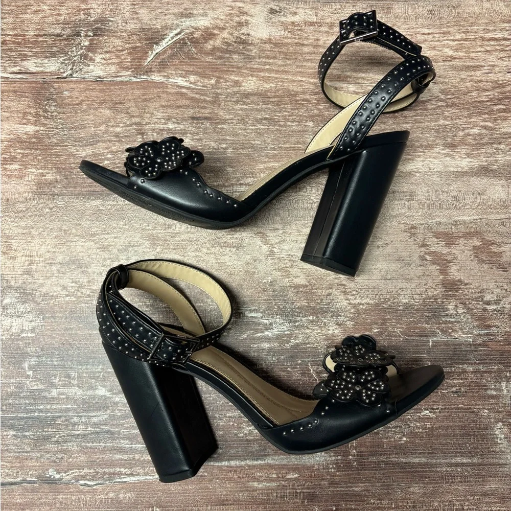 Circus by Sam Edelman | VGUC Black Merle Floral Studded Peek-A-Boo Heels, 9